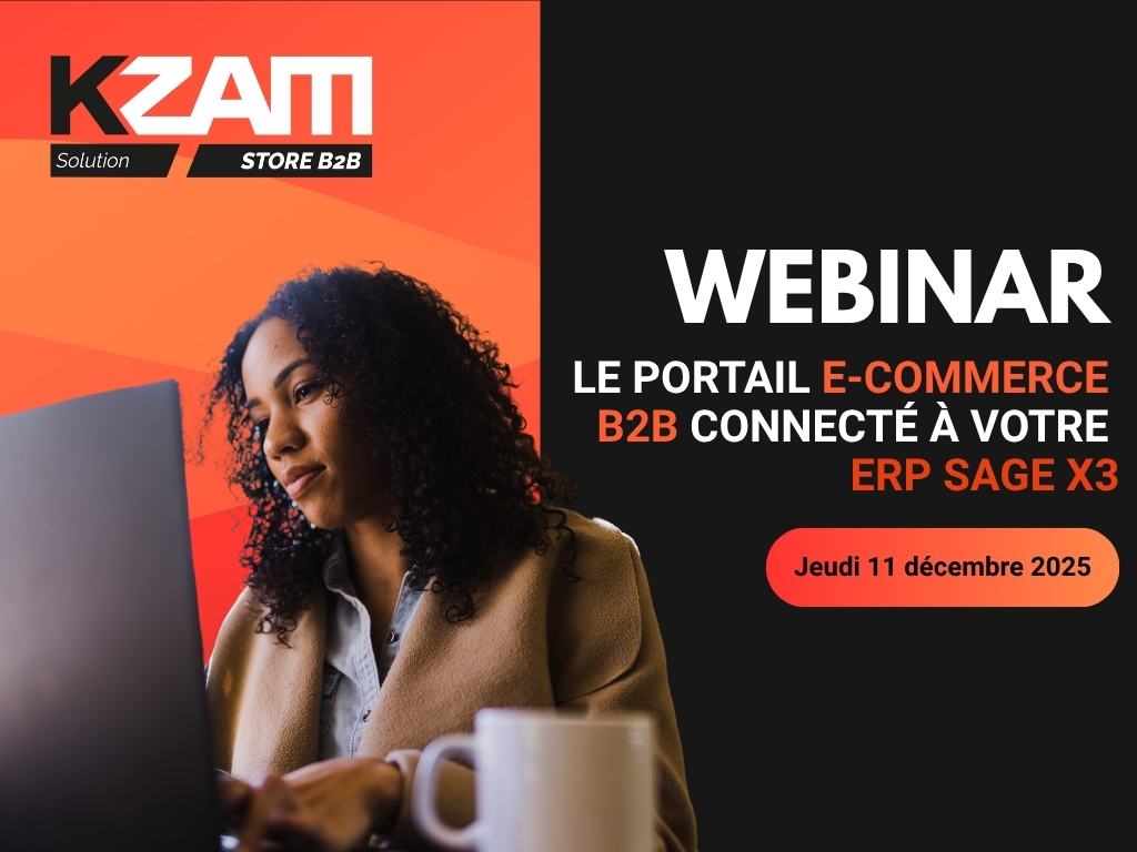 Visuel K-ZAM B2B pour une invitation à un webinar dédié à notre solution directement intégrée à Sage X3